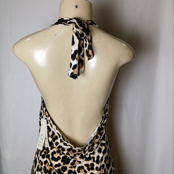 No Boundaries Halter Maxi Leopard Dress Size Large (NTW) - Picture 7 of 8
